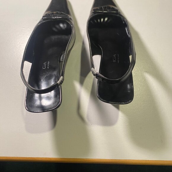 Via Spiga - 8M - Women's Black Heeled Leather Point Slingbacks - Made in Italy - Picture 5 of 9